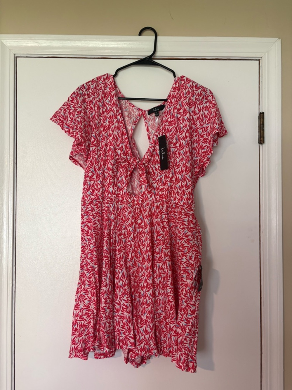 Lulus Red & White Tie-Front Romper
